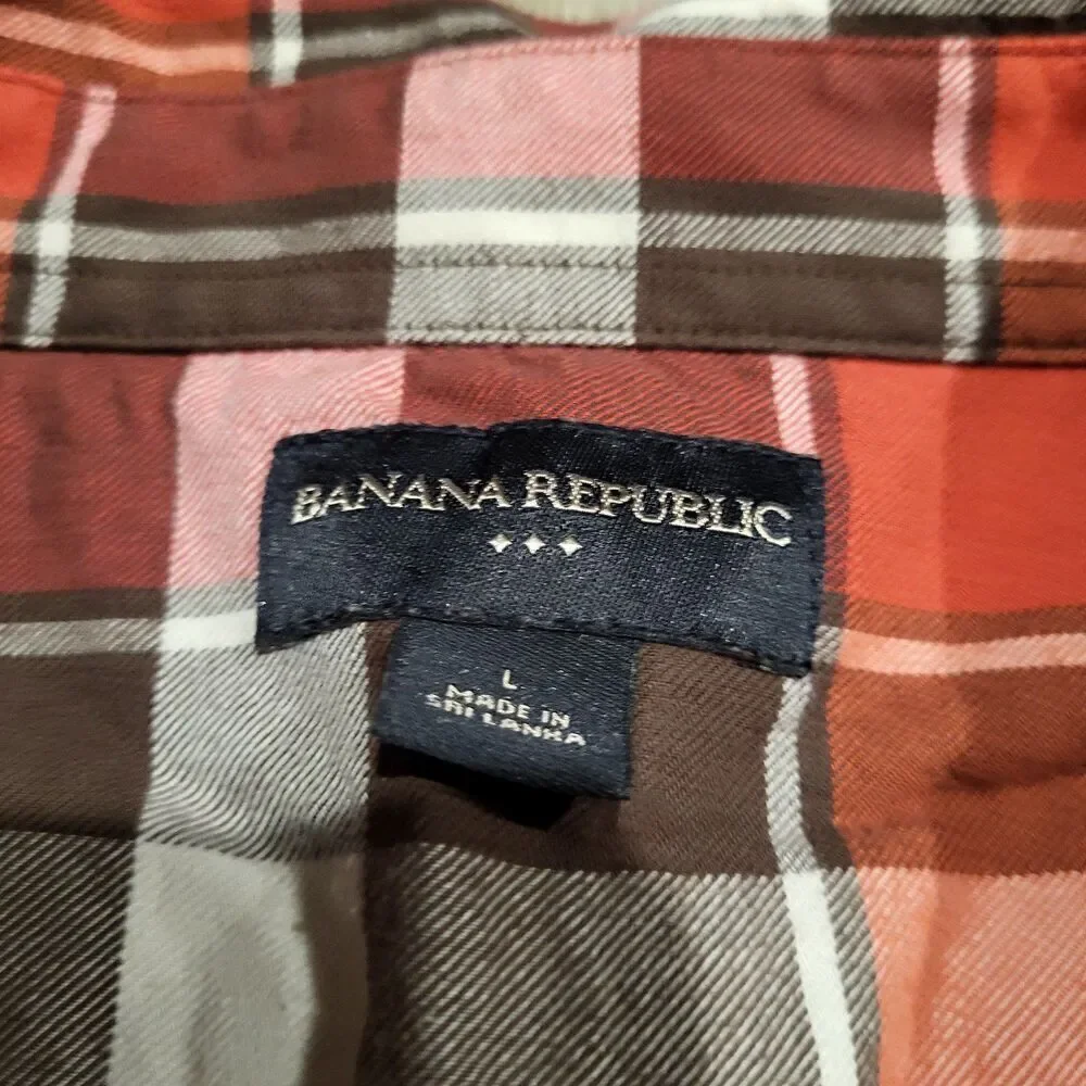 Banana Republic Flannel Classic Fit Button Up Shirt Men's Size Large